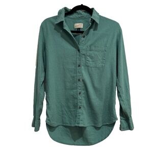 Universal Thread Green Linen Blend Buttonup XS Relaxed Quiet Luxury Capsule Top